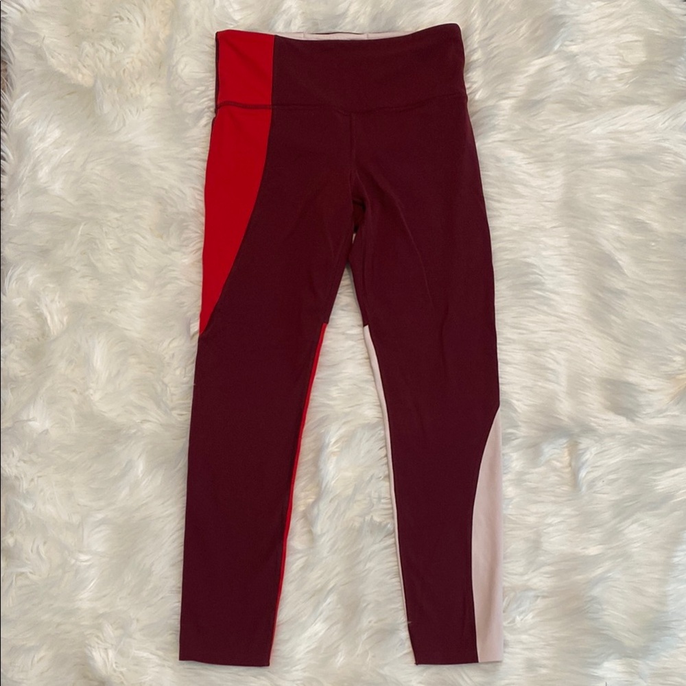 Athleta 7/8 Maroon Pink and Red Leggings